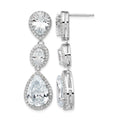 Cheryl M Sterling Silver Rhodium-plated Brilliant-cut Three Teardrop CZ Halo Post Dangle Earrings