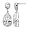 Cheryl M Sterling Silver Rhodium-plated Fancy Brilliant-cut Pear Shaped CZ Post Dangle Earrings