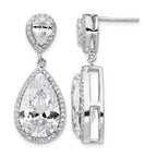 Cheryl M Sterling Silver Rhodium-plated Fancy Brilliant-cut Pear Shaped CZ Post Dangle Earrings