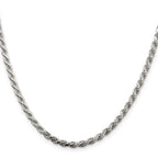 Sterling Silver Rhodium-plated 3.2mm Diamond-cut Rope Chain