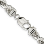 Sterling Silver 7.8mm Diamond-cut Rope Chain