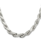 Sterling Silver 9.0mm Diamond-cut Rope Chain