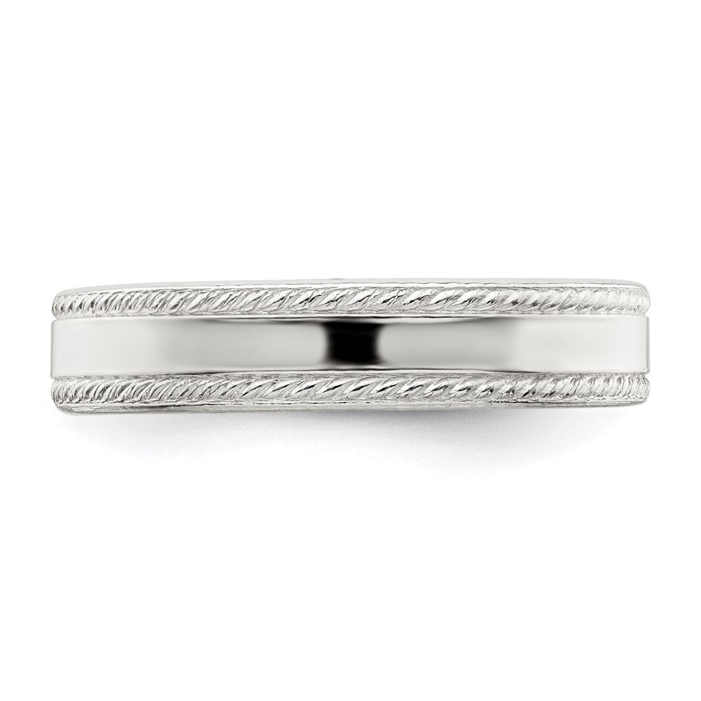 Sterling Silver 4mm Flat with Rope Edge Band
