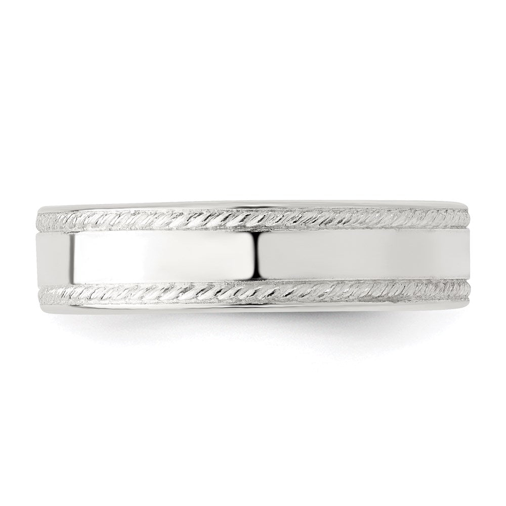 Sterling Silver 5mm Flat with Rope Edge Band