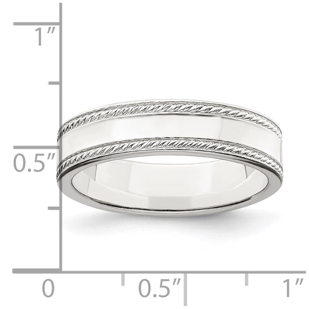 Sterling Silver 5mm Flat with Rope Edge Band