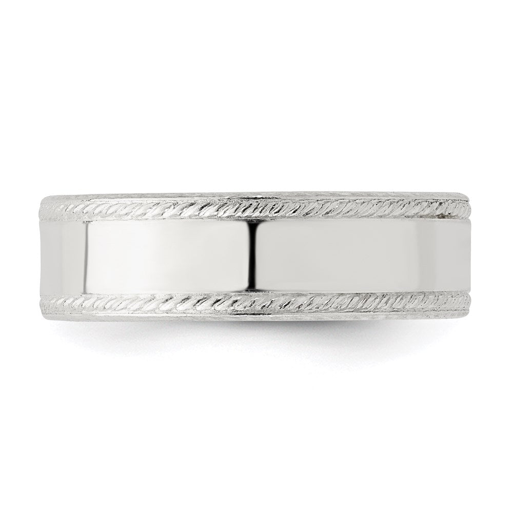 Sterling Silver 6mm Flat with Rope Edge Band