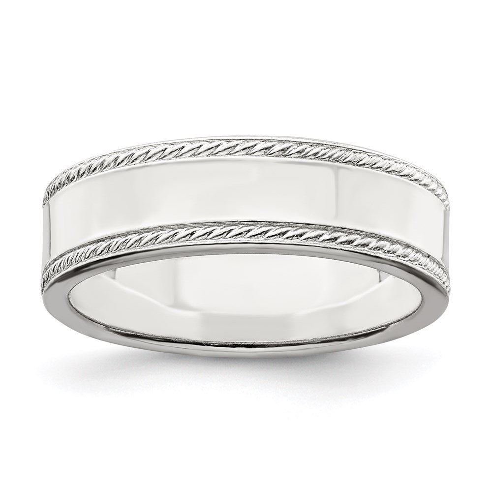 Sterling Silver 6mm Flat with Rope Edge Band