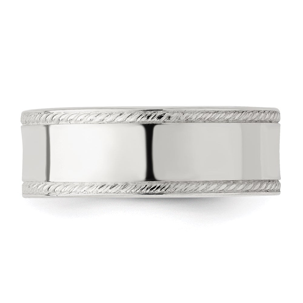 Sterling Silver 7mm Flat with Rope Edge Band