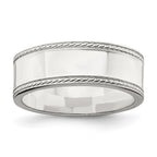 Sterling Silver 7mm Flat with Rope Edge Band
