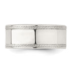 Sterling Silver 8mm Flat with Rope Edge Band