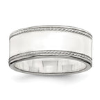 Sterling Silver 8mm Flat with Rope Edge Band