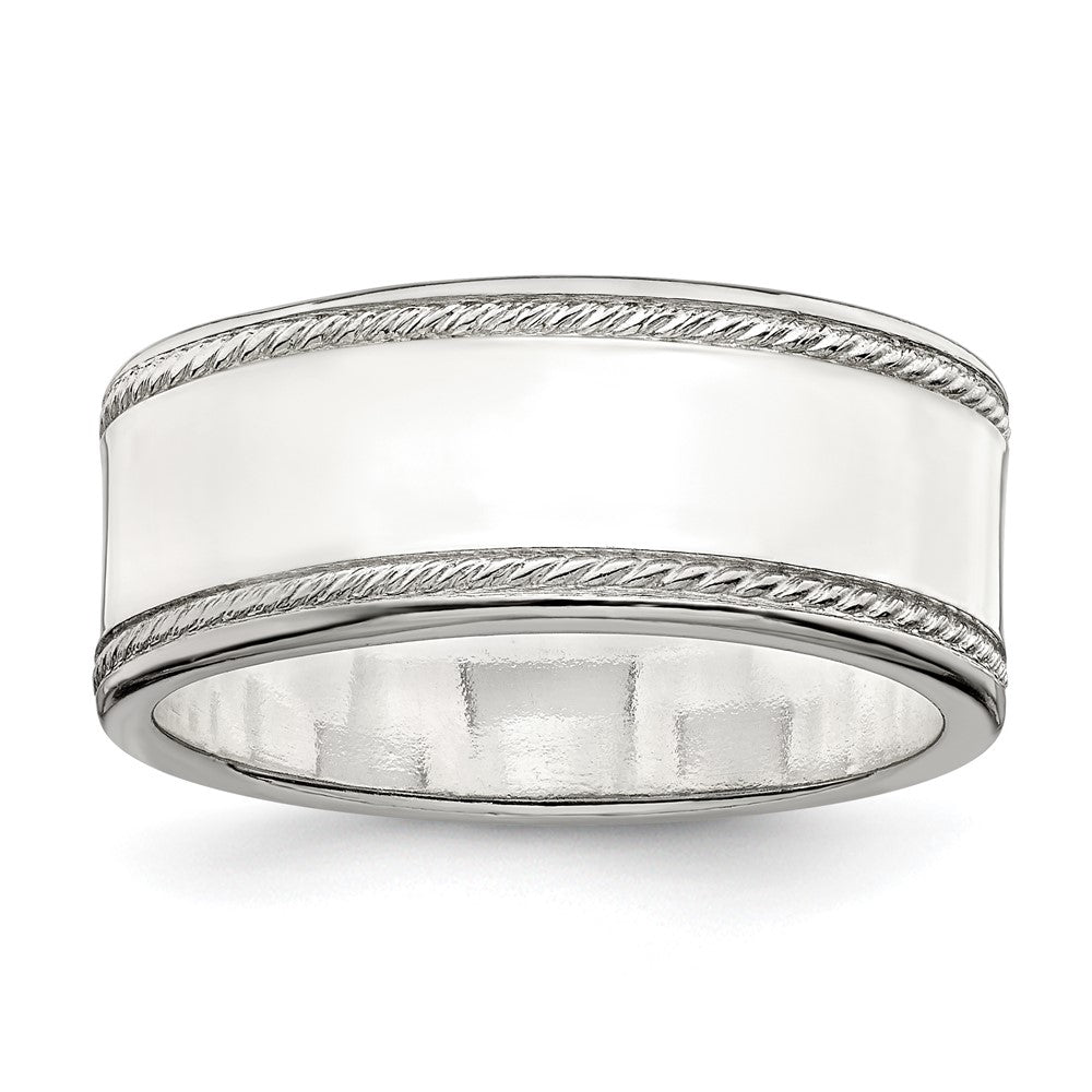 Sterling Silver 8mm Flat with Rope Edge Band