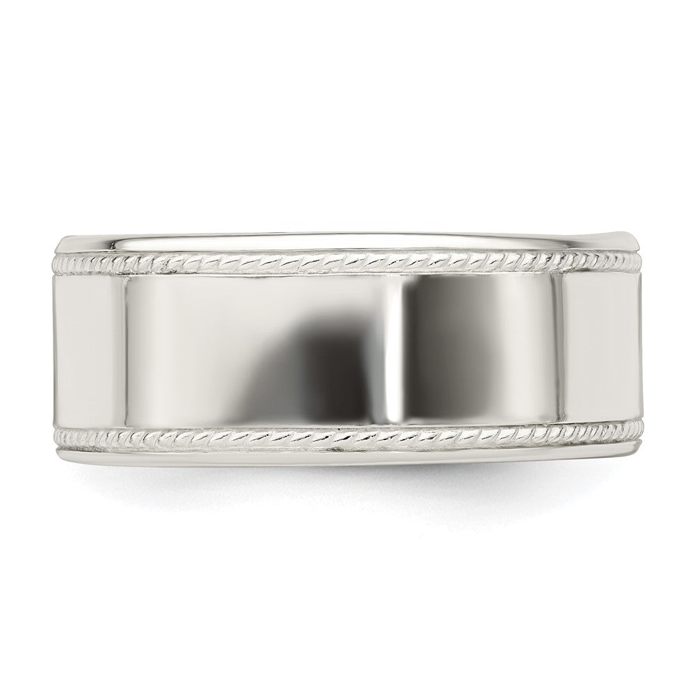 Sterling Silver 9.5mm Flat with Rope Edge Band