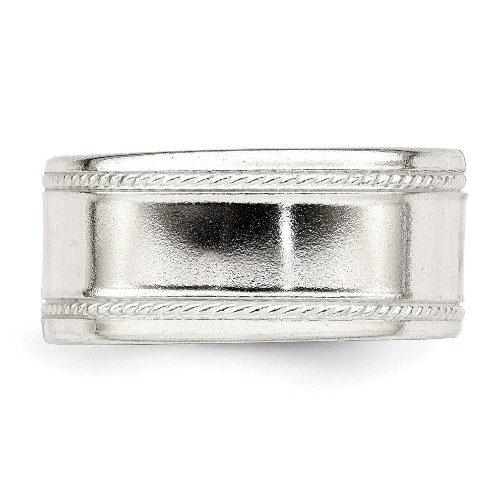 Sterling Silver 9.5mm Flat with Rope Edge Band