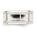Sterling Silver 9.5mm Flat with Rope Edge Band