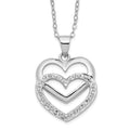 Diamond Fascination Diamond Mystique Sterling Silver Platinum-plated Diamond Double Heart 18 Inch Necklace