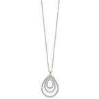 Diamond Fascination Diamond Mystique Sterling Silver Platinum-plated Diamond Triple Teardrop 18 Inch Necklace