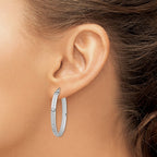 Diamond Fascination Diamond Mystique Sterling Silver Platinum-plated Diamond Oval Hoop Earrings