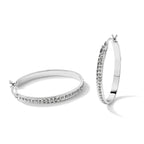 Diamond Fascination Diamond Mystique Sterling Silver Platinum-plated Diamond Oval Hoop Earrings