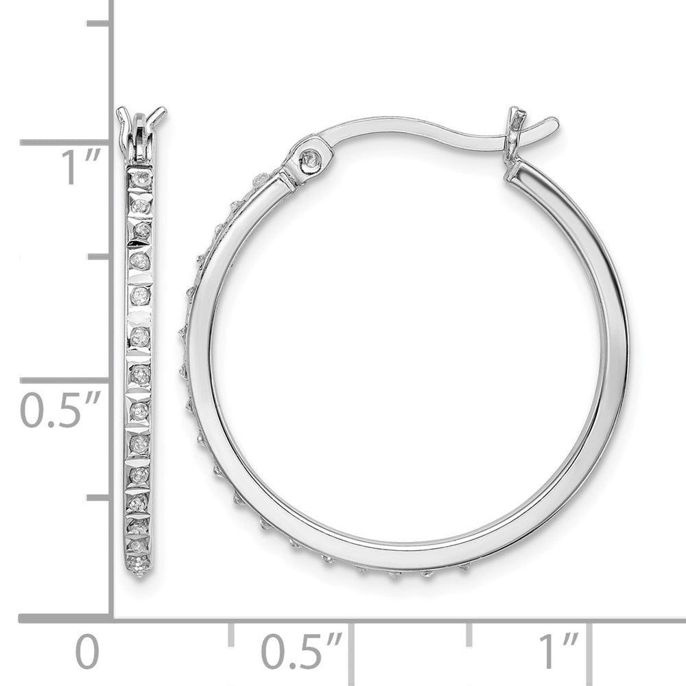 Diamond Fascination Diamond Mystique Sterling Silver Platinum-plated Diamond Round Hoop Earrings
