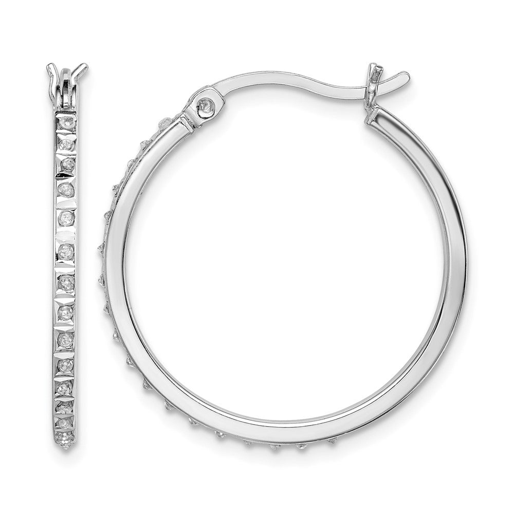 Diamond Fascination Diamond Mystique Sterling Silver Platinum-plated Diamond Round Hoop Earrings