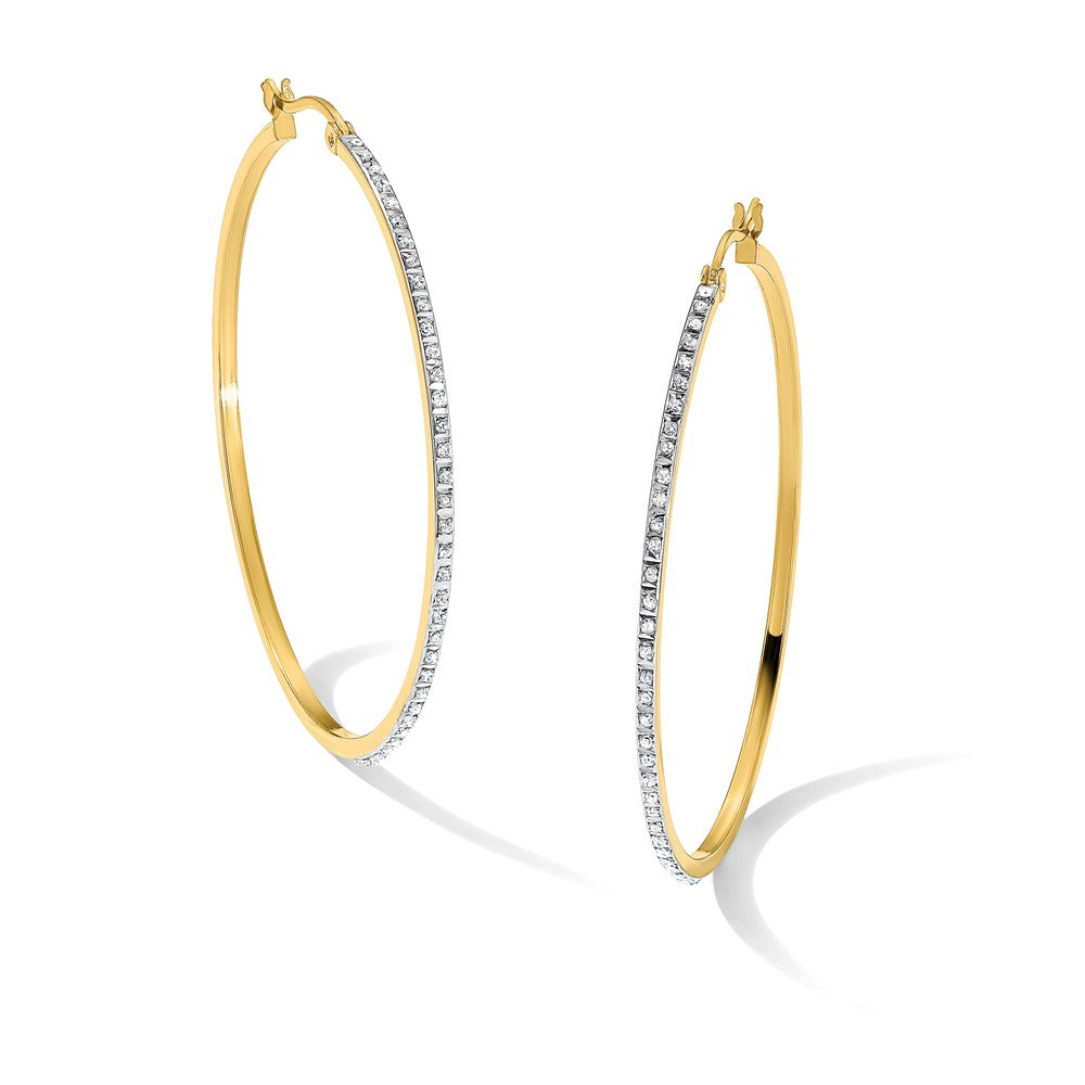 Diamond Fascination Diamond Mystique Sterling Silver 18K Gold-plated Diamond Round Hoop Earrings