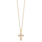 Diamond Fascination Diamond Mystique Sterling Silver 18K Gold-plated Diamond and Ruby Cross 18 Inch Necklace