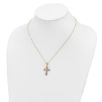 Diamond Fascination Diamond Mystique Sterling Silver 18K Gold-plated Diamond and Ruby Cross 18 Inch Necklace