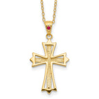 Diamond Fascination Diamond Mystique Sterling Silver 18K Gold-plated Diamond and Ruby Cross 18 Inch Necklace