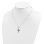 Diamond Fascination Diamond Mystique Sterling Silver Platinum-plated Diamond and Sapphire Cross 18 Inch Necklace