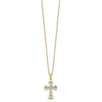 Diamond Fascination Diamond Mystique Sterling Silver 18K Gold-plated Diamond and Emerald Cross 18 Inch Necklace