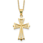 Diamond Fascination Diamond Mystique Sterling Silver 18K Gold-plated Diamond and Emerald Cross 18 Inch Necklace