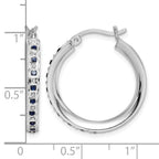Diamond Fascination Diamond Mystique Sterling Silver Platinum-plated Diamond Sapphire Round Hoop Earrings