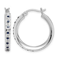 Diamond Fascination Diamond Mystique Sterling Silver Platinum-plated Diamond Sapphire Round Hoop Earrings