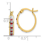 Diamond Fascination Diamond Mystique Sterling Silver 18K Gold-plated Diamond and Ruby Oval Hoop Earrings