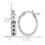 Diamond Fascination Diamond Mystique Sterling Silver Platinum-plated Diamond and Sapphire Oval Hoop Earring