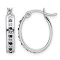 Diamond Fascination Diamond Mystique Sterling Silver Platinum-plated Diamond and Sapphire Oval Hoop Earring