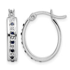 Diamond Fascination Diamond Mystique Sterling Silver Platinum-plated Diamond and Sapphire Oval Hoop Earring