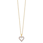 Diamond Fascination Diamond Mystique Sterling Silver 18K Gold-plated Diamond and Ruby Heart 18 Inch Necklace