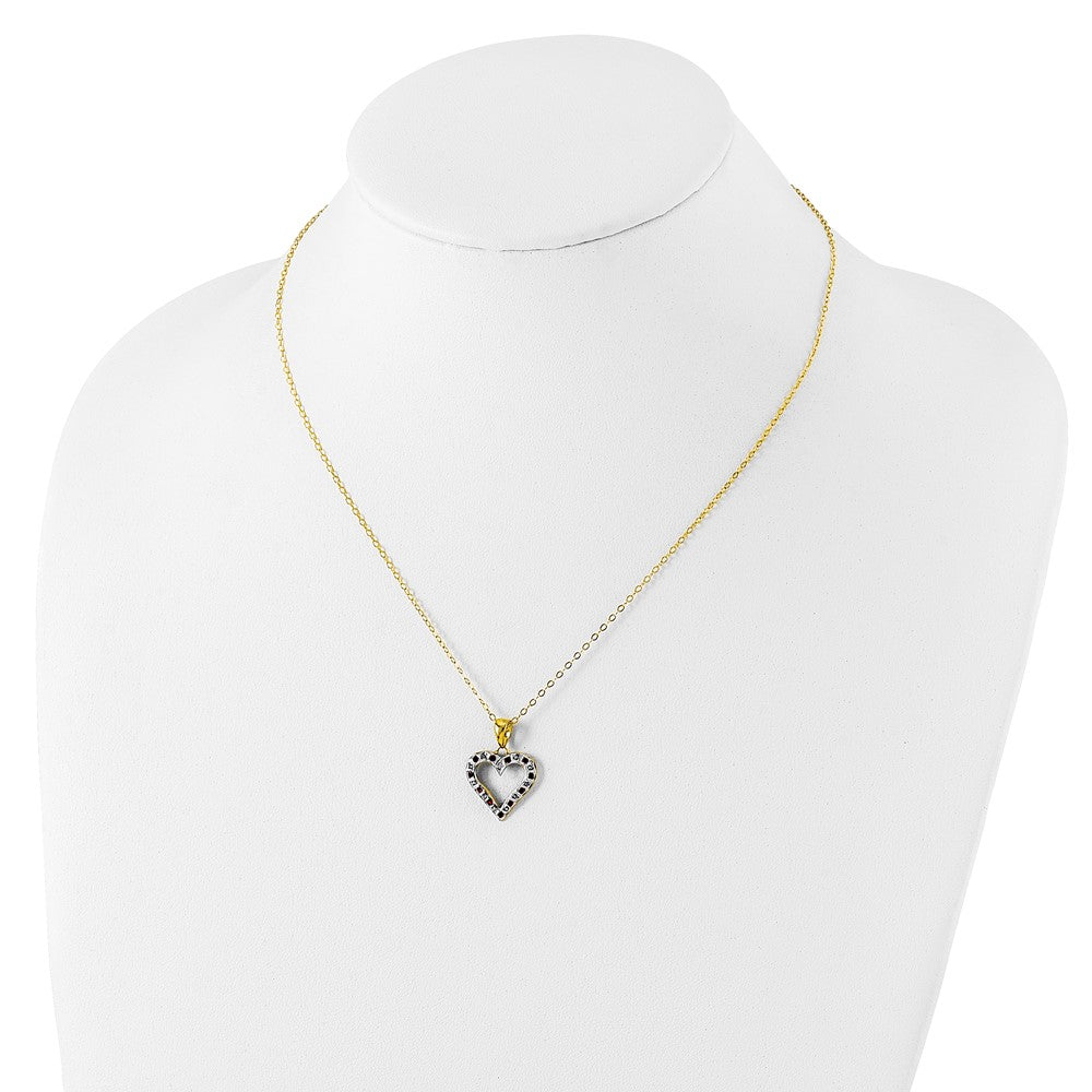 Diamond Fascination Diamond Mystique Sterling Silver 18K Gold-plated Diamond and Ruby Heart 18 Inch Necklace