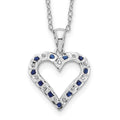 Diamond Fascination Diamond Mystique Sterling Silver Platinum-plated Diamond and Sapphire Heart 18 Inch Necklace