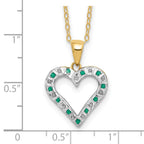 Diamond Fascination Diamond Mystique Sterling Silver 18K Gold-plated Diamond and Emerald Heart 18 Inch Necklace
