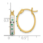 Diamond Fascination Diamond Mystique Sterling Silver 18K Gold-plated Diamond and Emerald Oval Hoop Earrings