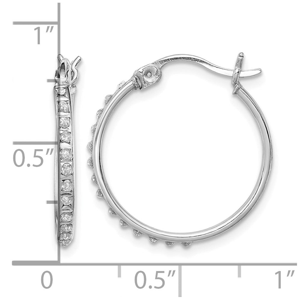 Diamond Fascination Diamond Mystique Sterling Silver Platinum-plated Diamond Round Hoop Earrings