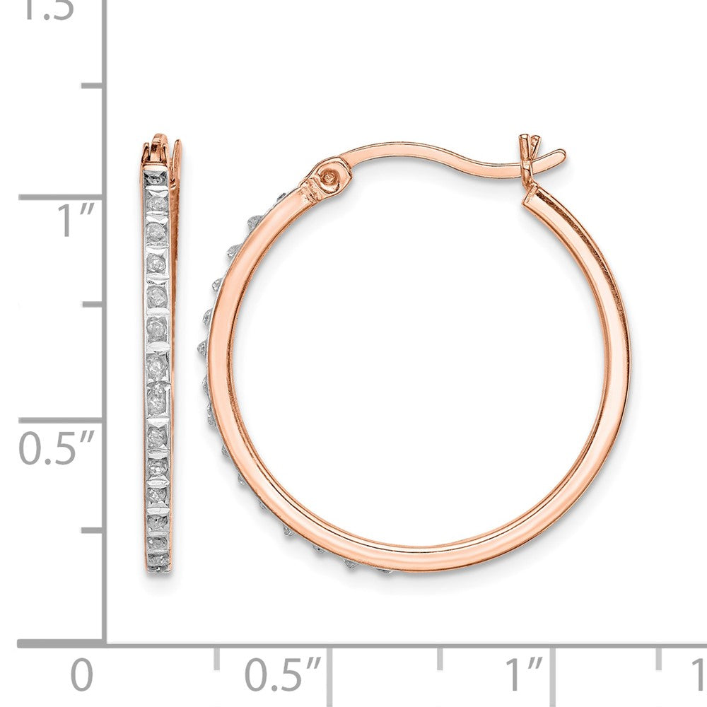 Diamond Fascination Diamond Mystique Sterling Silver Rose Gold-plated Diamond Round Hoop Earrings