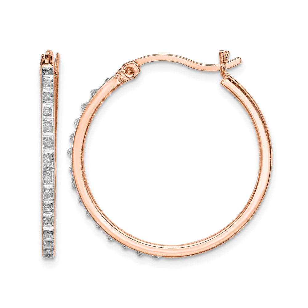 Diamond Fascination Diamond Mystique Sterling Silver Rose Gold-plated Diamond Round Hoop Earrings