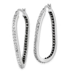 Diamond Fascination Diamond Mystique Sterling Silver Platinum-plated Diamond Black and White Diamond In and Out Hoop Earring