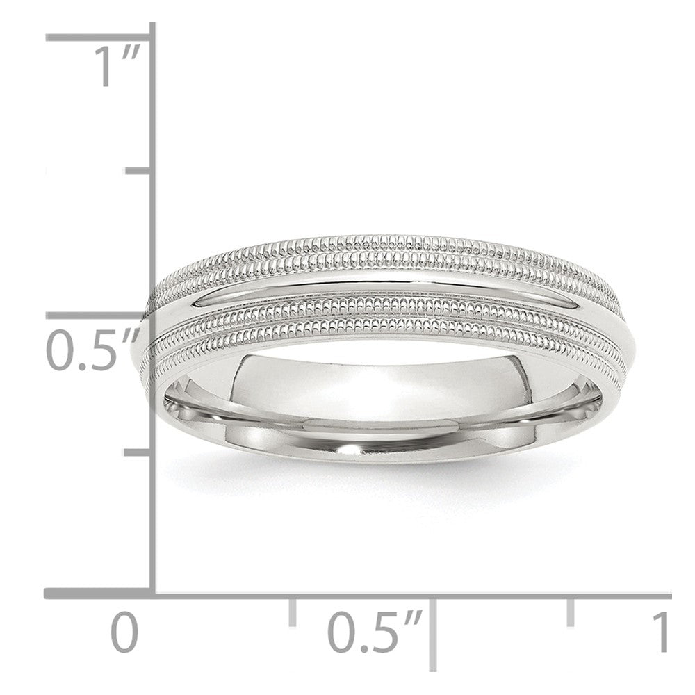 Sterling Silver 5mm Comfort Fit Double Milgrain Band