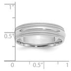 Sterling Silver Rhodium 6mm Comfort Fit Double Milgrain Band