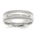 Sterling Silver 7mm Comfort Fit Double Milgrain Band